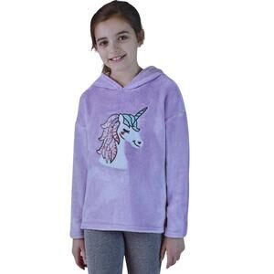 New BCBG Girls Lilac Unicorn Sequined Plush Hoodie & Leggings Size M (10/12)